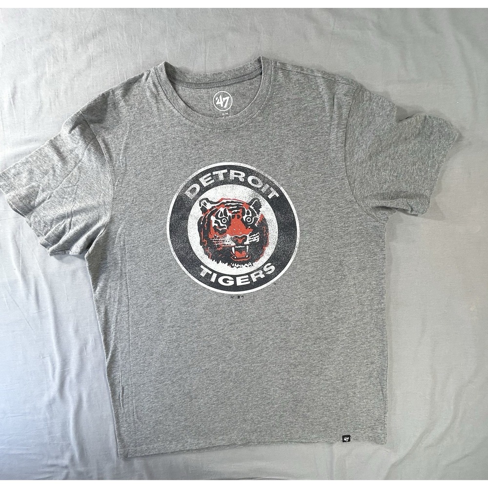 47 Brand Detroit Tigers Short Sleeve Gray T-shirt Men's Medium MLB Baseball